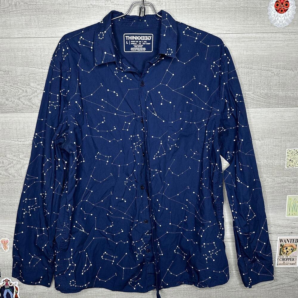 Celestial Constellation Print Button-Up Shirt